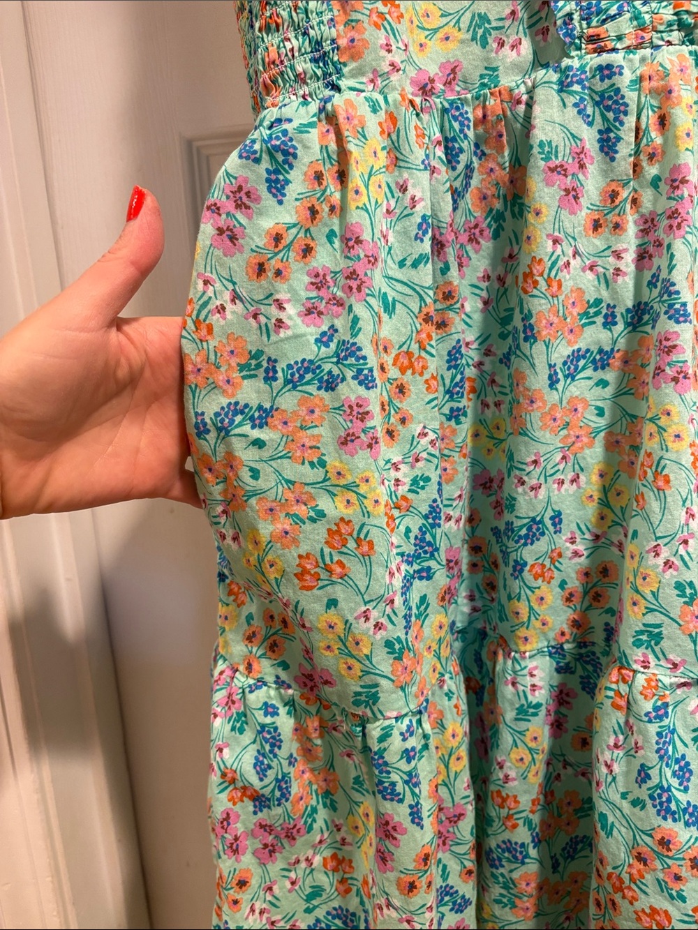 J. Crew Aqua Floral Ruffle Midi Dress - Picture 3 of 4